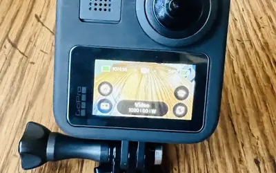 GoPro Max with waterproof case and invisibility stick