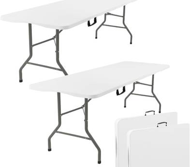 10x10ft White Pop-Up Canopy Tent + 2 White Foldable Tables – Party & Event Set