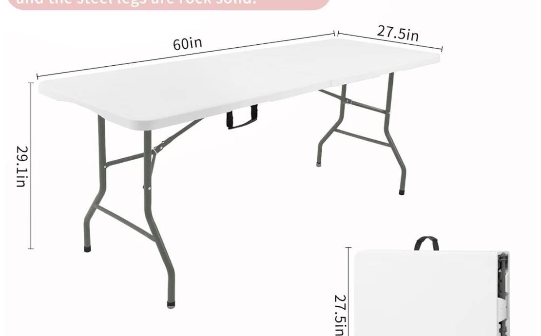 2 5ft White Foldable Tables – Party & Event