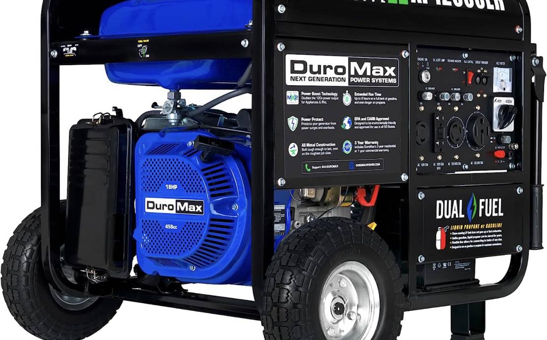 DuroMax XP12000EH Generator-12000 Watt Gas or Propane Powered Home Back Up & RV Ready, 50 State Approved Dual Fuel Electric Start Portable Generator