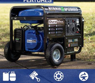 DuroMax XP12000EH Generator-12000 Watt Gas or Propane Powered Home Back Up & RV Ready, 50 State Approved Dual Fuel Electric Start Portable Generator