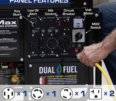 DuroMax XP12000EH Generator-12000 Watt Gas or Propane Powered Home Back Up & RV Ready, 50 State Approved Dual Fuel Electric Start Portable Generator