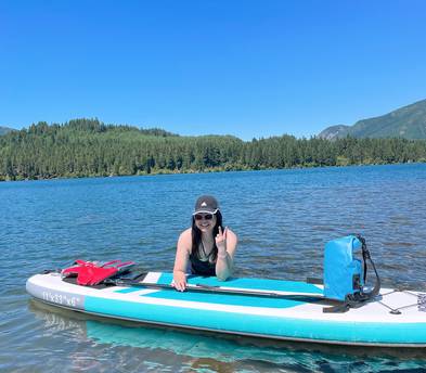 Two (2) SUP stand up paddle boards, complete gear including electric (car plug) pump to inflate/deflate