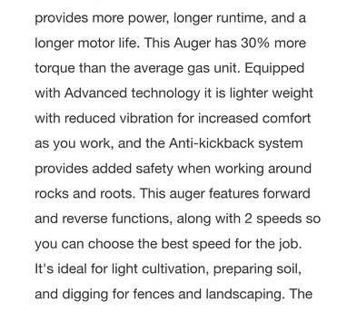 Auger electric cordless Ryobi