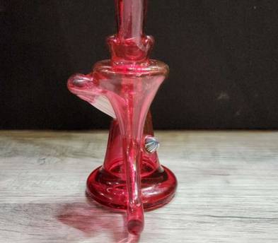 Kilo Glass Recycler "Kilocycler" (Gold Ruby & Cane) w/ Bubble Cap & Peli Case