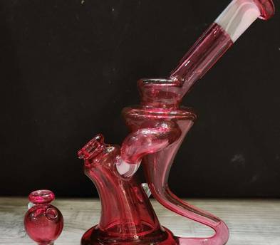 Kilo Glass Recycler "Kilocycler" (Gold Ruby & Cane) w/ Bubble Cap & Peli Case