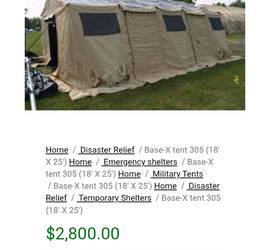 20 by 30 xHDT DESERT SAND. real army tent for the desert. Cabin type with wood stove pipe sleeve, hepa filter air intake sleeve,air exhaust out sleeve, and electrical in sleev, great control over dusty terrain or rainy terraine
