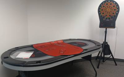 Poker Table + Electric Dartboard