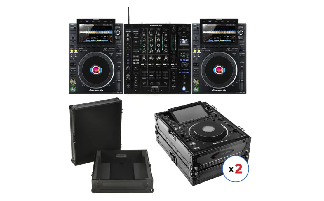 2x Pioneer CDJ-3000 + DJM-A9 Mixer with Flight Cases