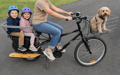 Yuba Mundo Cargo Bicycle Set up for 2 kids