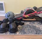 Onewheel GT (w/ fender, treaded tire, flight fins, and protective gear)