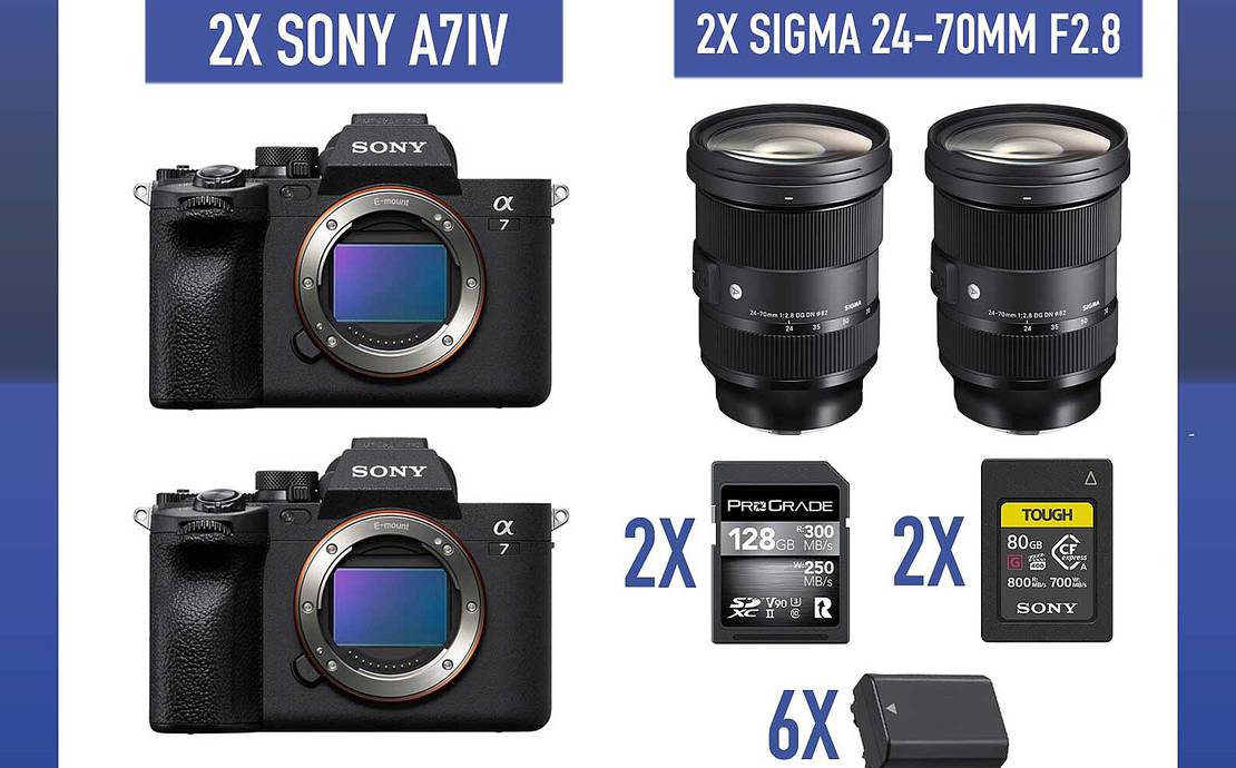 2x Sony Alpha A7 IV Camera w/ 2x Sigma 24-70MM F2.8 Lens & More! A7IV