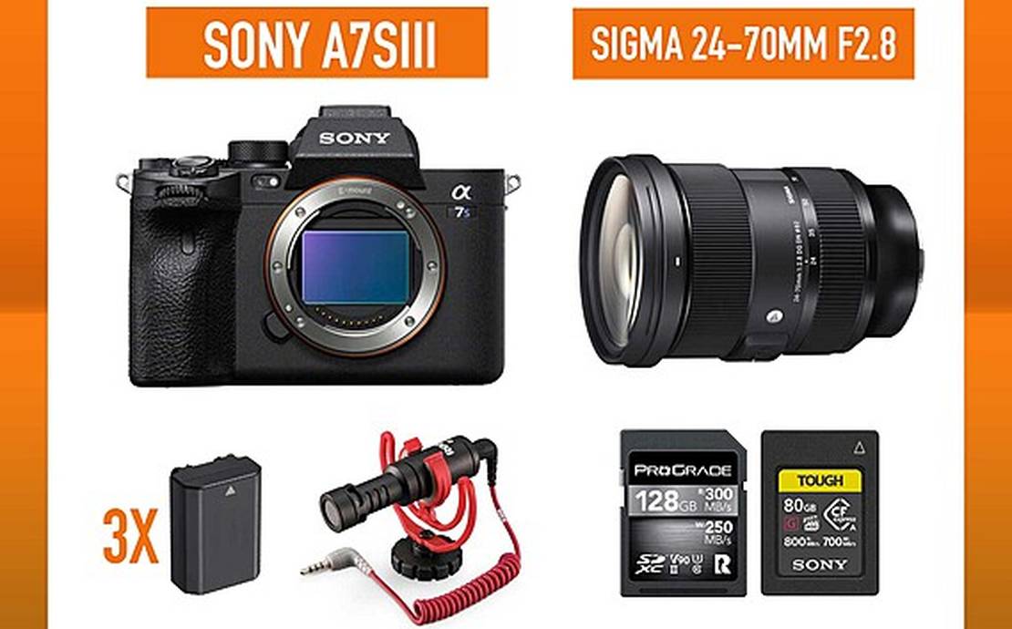 Sony Alpha a7S III Camera w/Sigma lens and Rode Mic A7SIII