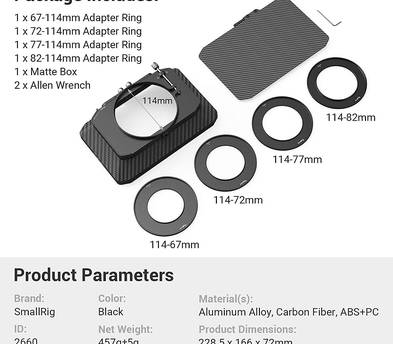 SMALLRIG Lightweight Matte Box for Mirrorless DSLR Cameras