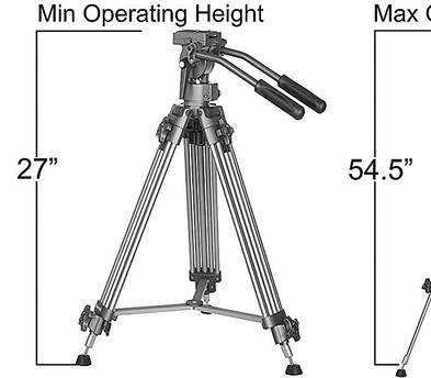 Ravelli AVTP Professional 55" 65mm Video Camera Tripod with Fluid Drag