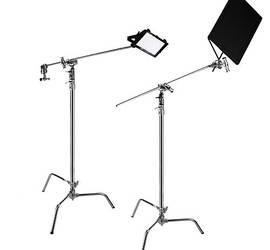 3x Impact C-Stand with Quick Release Sliding Leg with Grip Arm (Chrome)