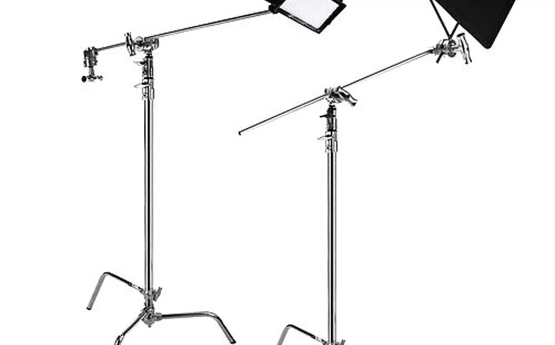 3x Impact C-Stand with Quick Release Sliding Leg with Grip Arm (Chrome)