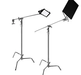 Impact C-Stand with Quick Release Sliding Leg with Grip Arm (Chrome)