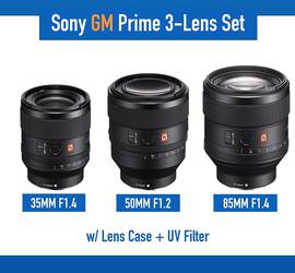Sony GM Prime Lens Set (35mm f1.4, 50mm f1.2, 85mm f1.4) FE 35 50 85