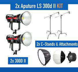 2x Aputure Light Storm LS C300d II LED Light Kit with C-Stand + Extras! 300d II