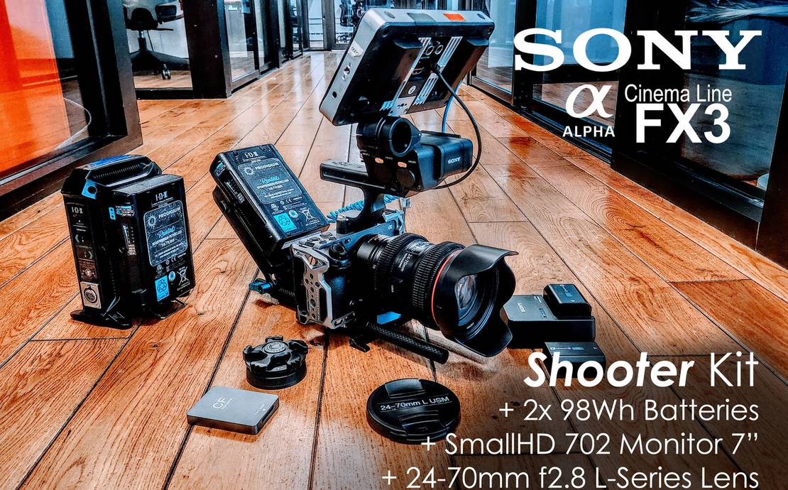 Sony FX3 Pro Shooter Kit w/ 24-70mm, 702 Monitor, 2x98Wh Batts, & Audio handle