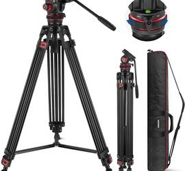 74" Pro Video Fluid Head Aluminum Tripod 22lb/10kg Load- Neewer TP75