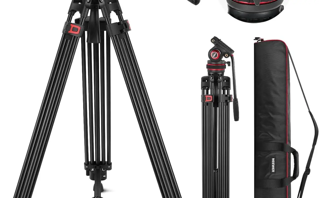 74" Pro Video Fluid Head Aluminum Tripod 22lb/10kg Load- Neewer TP75