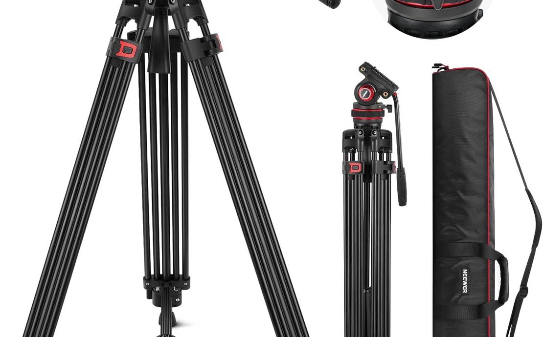 74" Pro Video Fluid Head Aluminum Tripod 22lb/10kg Load- Neewer TP75