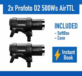 Profoto D2 DUO Kit 500Ws AirTTL Monolight Photography Strobe + Softbox + Stand