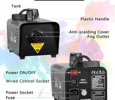 500 Watt Portable Fog Smoke Machine Wired Remote Control