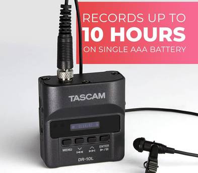 2x Tascam DR-10L Micro Portable Audio Recorder with Lavalier Microphone