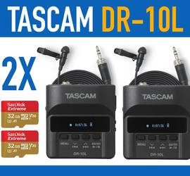 2x Tascam DR-10L Micro Portable Audio Recorder with Lavalier Microphone