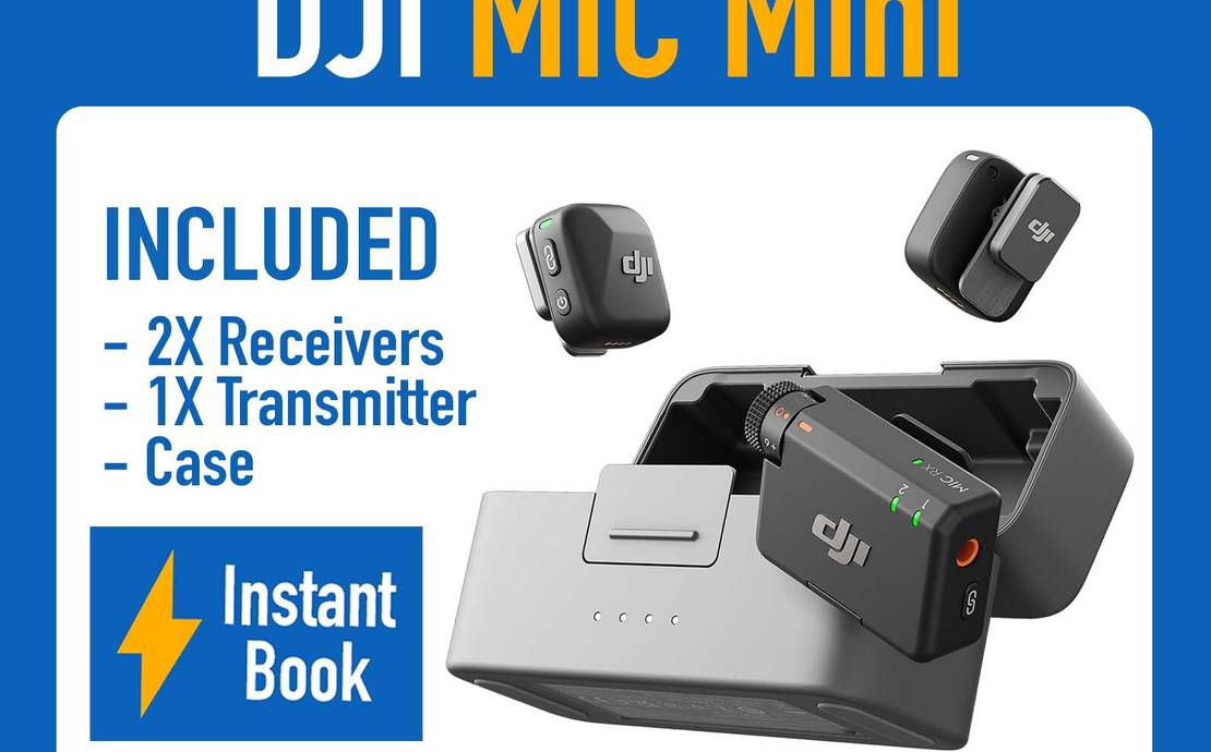 DJI Mic Mini 2.4GHz 2-Person Clip-On Digital Wireless Microphone System + Charge