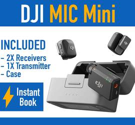 DJI Mic Mini 2.4GHz 2-Person Clip-On Digital Wireless Microphone System + Charge