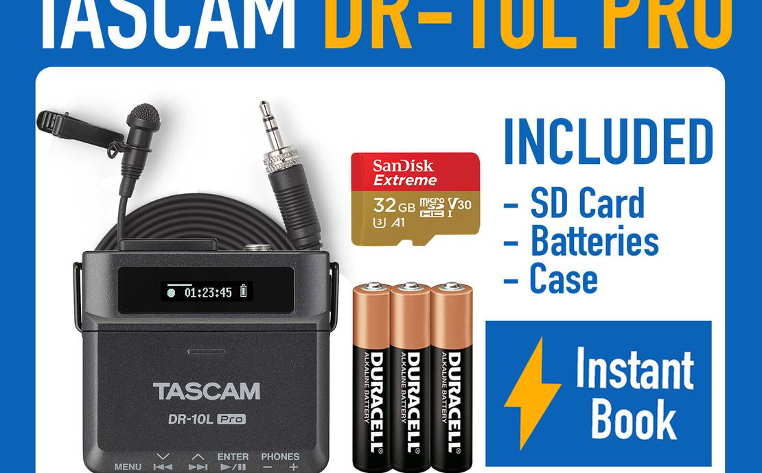 Tascam DR-10L Pro Field Recorder Micro Portable Audio Recorder with Lavalier Mic