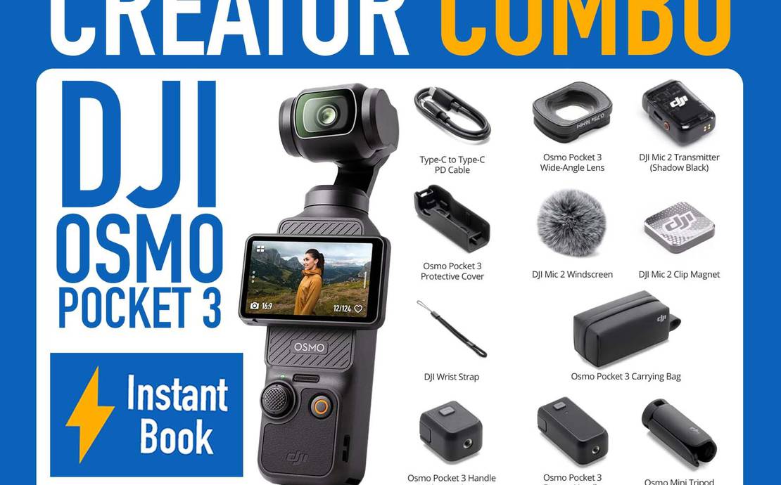 DJI Osmo Pocket 3 Creator Combo Stabilized 4K Handheld Gimbal Camera + DJI Mic 2