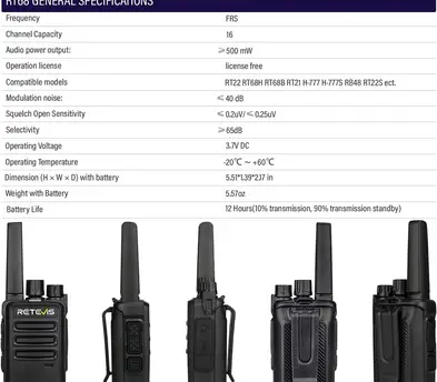 Retevis RT68 2 Way Radio Long Range Walkie Talkies (10 Pack) + Multi Way Charger