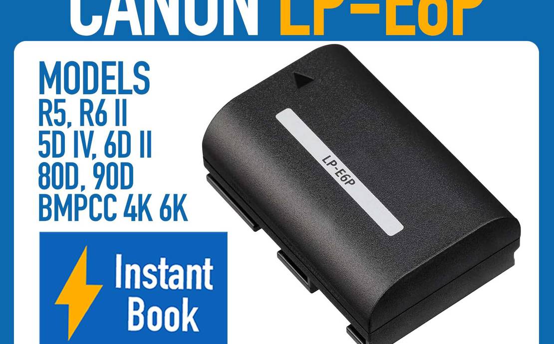 Canon LP-E6P Lithium-Ion Battery for R5, R6 Mark II, 5D IV, 6D, 90D, BMPCC 4k IE