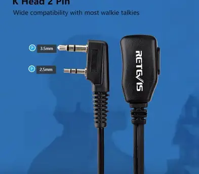 Retevis Walkie Talkies Earpiece with Mic 2 Pin Acoustic Tube Headset, for RT22 R