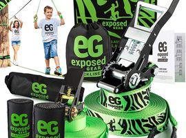 50ft slackline kit with tree protectors and safety line